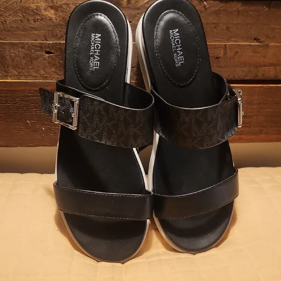 Michael Kors Black Double Strap Sandals - Picture 3 of 7